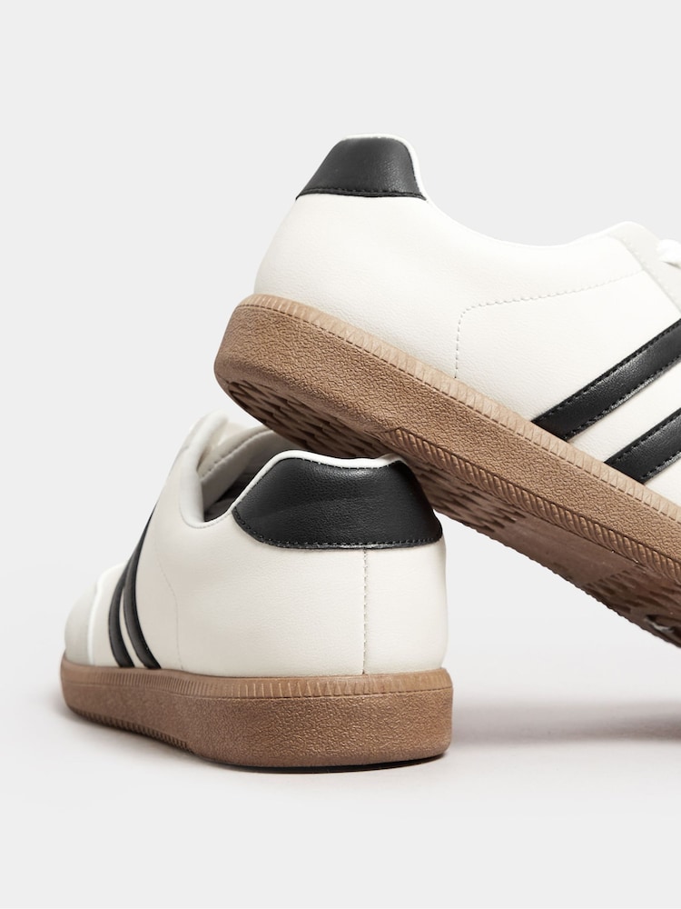 Yours Curve White Extra Wide Fit Extra-Wide Fit Retro Stripe Trainers - Image 4 of 4