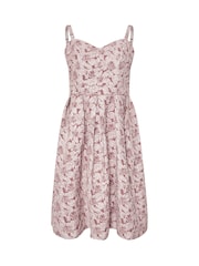 Yours Curve Pink London Sweetheart Jacquard Prom Skater Dress - Image 6 of 6