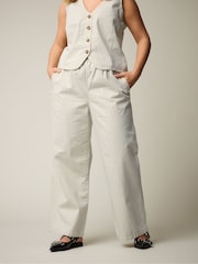 Yours Curve Striped Pull On Wide Leg 100% Cotton Jeans - Image 1 of 5