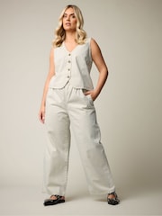 Yours Curve Striped Pull On Wide Leg 100% Cotton Jeans - Image 2 of 5
