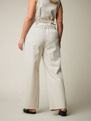 Yours Curve Striped Pull On Wide Leg 100% Cotton Jeans - Image 3 of 5