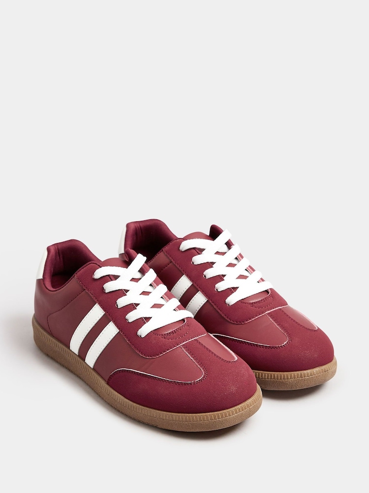 Yours Curve Red Extra Wide Fit Extra-Wide Fit Retro Stripe Trainers - Image 1 of 4