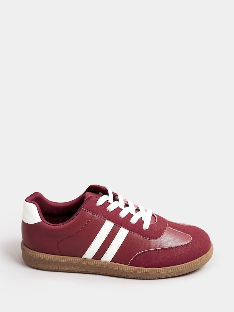 Yours Curve Red Extra Wide Fit Extra-Wide Fit Retro Stripe Trainers - Image 2 of 4