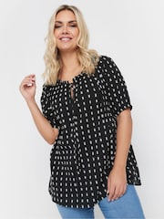Yours Curve Swiss Dot Short Sleeve Boho 100% Cotton Top - Bild 1 von 5