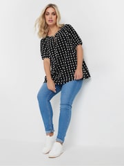 Yours Curve Swiss Dot Short Sleeve Boho 100% Cotton Top - Bild 2 von 5