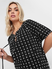 Yours Curve Swiss Dot Short Sleeve Boho 100% Cotton Top - Bild 4 von 5