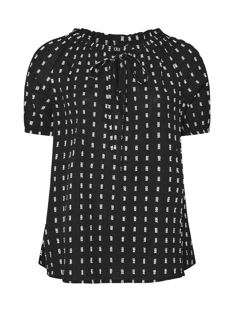 Yours Curve Swiss Dot Short Sleeve Boho 100% Cotton Top - Bild 5 von 5