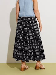 Yours Curve Black 100% Cotton Swiss Dot Tiered Maxi Skirt - Image 5 of 6