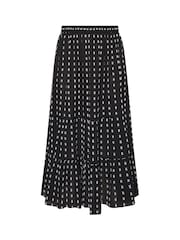 Yours Curve Black 100% Cotton Swiss Dot Tiered Maxi Skirt - Image 6 of 6