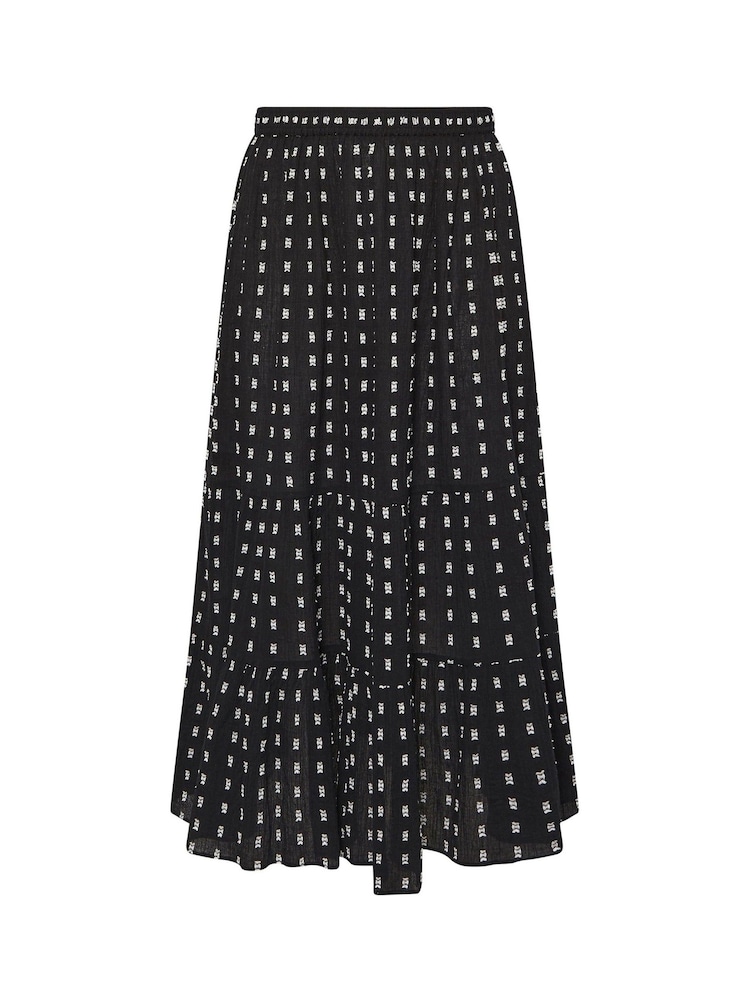 Yours Curve Black 100% Cotton Swiss Dot Tiered Maxi Skirt - Image 6 of 6