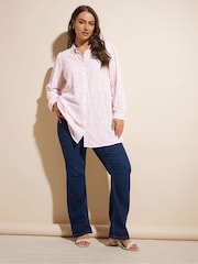 Yours Curve Pink Broderie Long Sleeve Shirt - Image 3 of 5