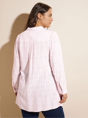 Yours Curve Pink Broderie Long Sleeve Shirt - Image 4 of 5