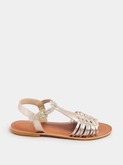 Long Tall Sally Gold Leather Fisherman Sandals - Image 3 of 5