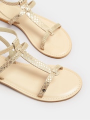 Long Tall Sally Gold T Bar Leather Sandals - Image 5 of 5