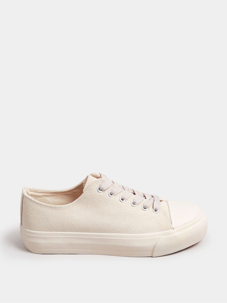 Long Tall Sally Natural Canvas Mid Flatform Trainers - Image 2 of 5 Long Tall Sally Natural Canvas Mid Flatform Trainers - Image 2 of 5