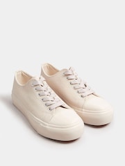 Long Tall Sally Natural Canvas Mid Flatform Trainers - Image 3 of 5