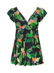 Yours Curve Hawaii Floral Angel Swim Dress - Imagen 5 de 6