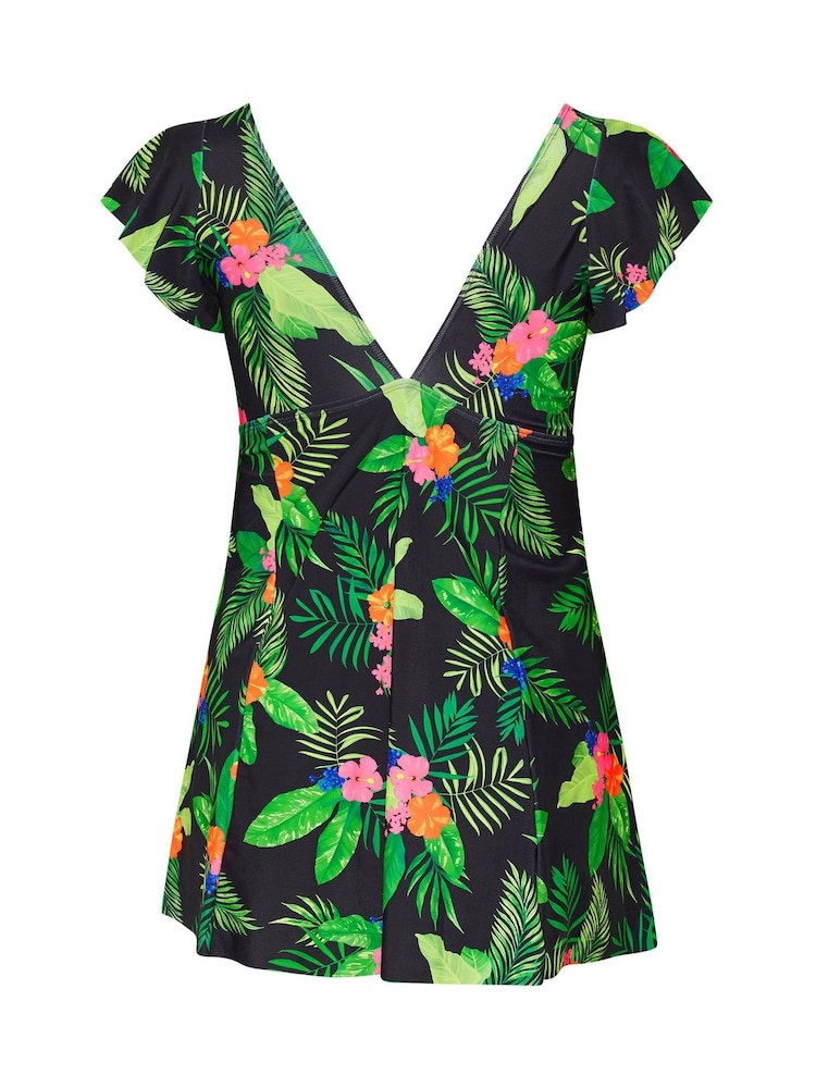 Yours Curve Hawaii Floral Angel Swim Dress - Imagen 6 de 6