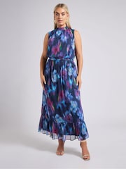 Yours Curve Blue London Tiered Maxi Dress - Image 1 of 6