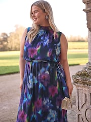 Yours Curve Blue London Tiered Maxi Dress - Image 4 of 6