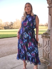 Yours Curve Blue London Tiered Maxi Dress - Image 5 of 6