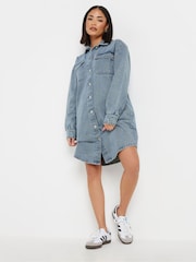 PixieGirl Petite Blue Denim Mini Dress - Image 1 of 5
