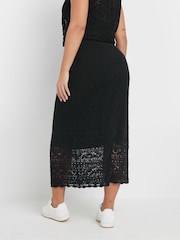 Yours Curve Black Co-ord Pointelle Stitch Skirt - Image 7 of 9