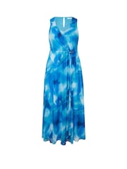 Yours Curve Blue London V-Neck Mesh Drape Maxi Dress - Image 5 of 5