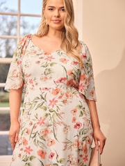 Yours Curve Natural London V-Neck Maxi Dress - Image 3 of 6