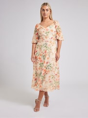 Yours Curve Natural London V-Neck Maxi Dress - Image 4 of 6