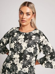 Yours Curve Black London Crochet Trim Blouse - Image 4 of 5
