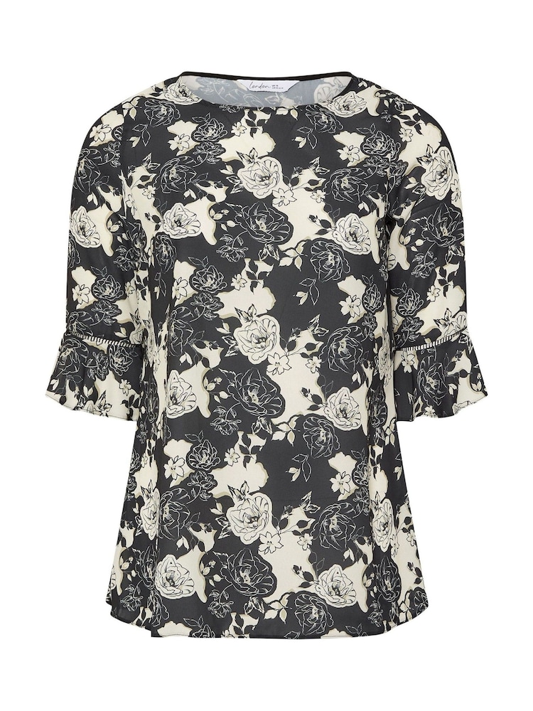 Yours Curve Black London Crochet Trim Blouse - Image 5 of 5