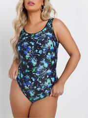 Yours Curve Black New Splash Active Swimsuit - Image 4 of 6