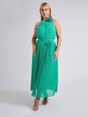 Темно-синий - Yours Curve London Pleated Choker Corsage Dress - Image 4 of 6