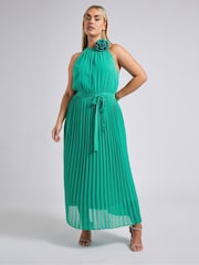 Темно-синий - Yours Curve London Pleated Choker Corsage Dress - Image 5 of 6