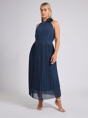 Синий - Yours Curve London Pleated Choker Corsage Dress - Image 2 of 5