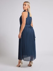 Синий - Yours Curve London Pleated Choker Corsage Dress - Image 3 of 5