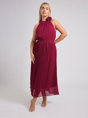 Красный - Yours Curve London Pleated Choker Corsage Dress - Image 3 of 5
