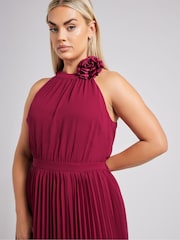 Красный - Yours Curve London Pleated Choker Corsage Dress - Image 4 of 5