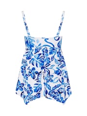 Yours Curve Blue Ocean Tropic Knot Front Tankini - Image 7 of 7