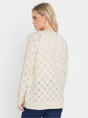 M&Co Natural Petite Edge To Edge Mid Length Crochet Cardigan - Image 3 of 5