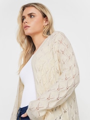 M&Co Natural Petite Edge To Edge Mid Length Crochet Cardigan - Image 4 of 5