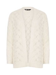M&Co Natural Petite Edge To Edge Mid Length Crochet Cardigan - Image 5 of 5