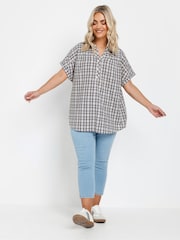 Yours Curve Grey Textured Notchneck Blouse - Image 2 of 5