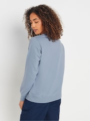 M&Co Blue Placement Wellness Crew Neck 100% Cotton Sweat Top - Image 2 of 5