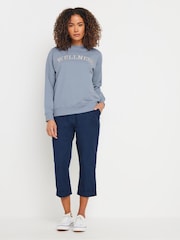 M&Co Blue Placement Wellness Crew Neck 100% Cotton Sweat Top - Image 3 of 5