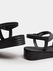 Yours Curve Black Wide Fit Extra-Wide Fit Diamante T Bar Sandal - Image 5 of 5