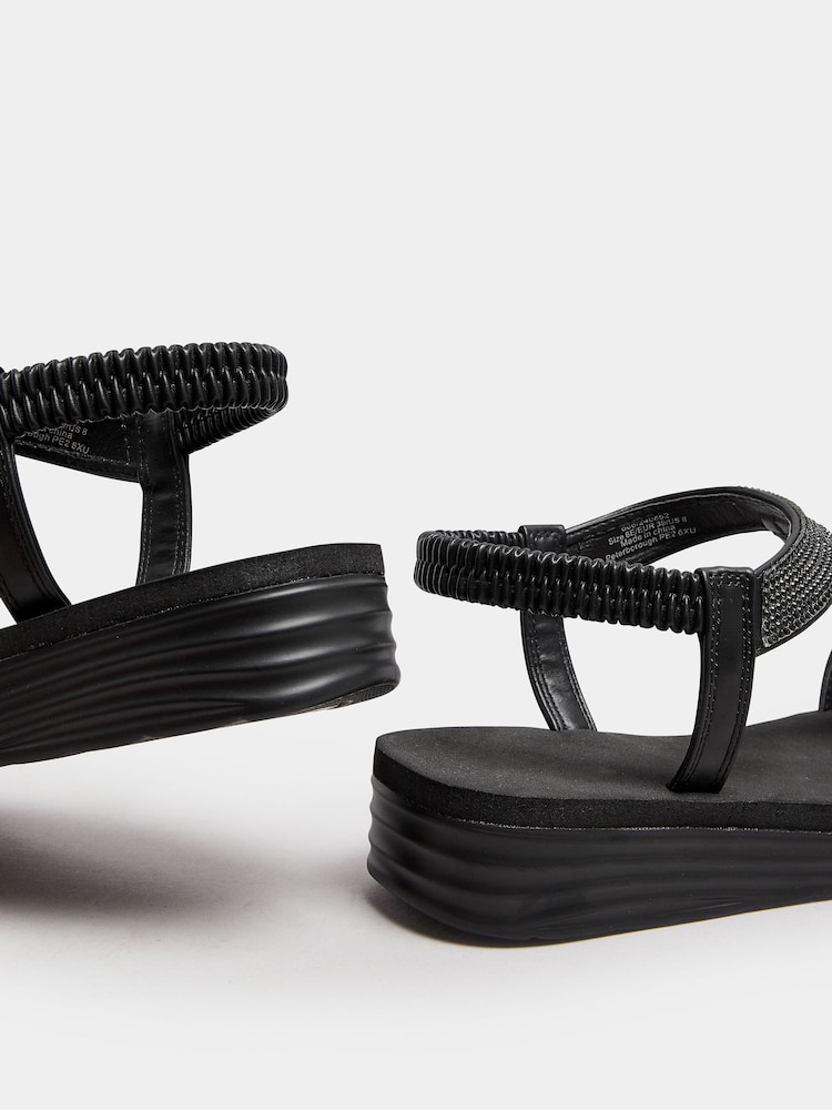 Negro - Yours Curve Extra-Wide Fit Diamante T Bar Sandal - Imagen 5 de 5 Negro - Yours Curve Extra-Wide Fit Diamante T Bar Sandal - Imagen 5 de 5