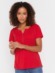 M&Co Natural Short Sleeve 100% Cotton Henley Top - Image 1 of 5
