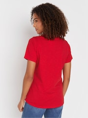 M&Co Natural Short Sleeve 100% Cotton Henley Top - Image 3 of 5